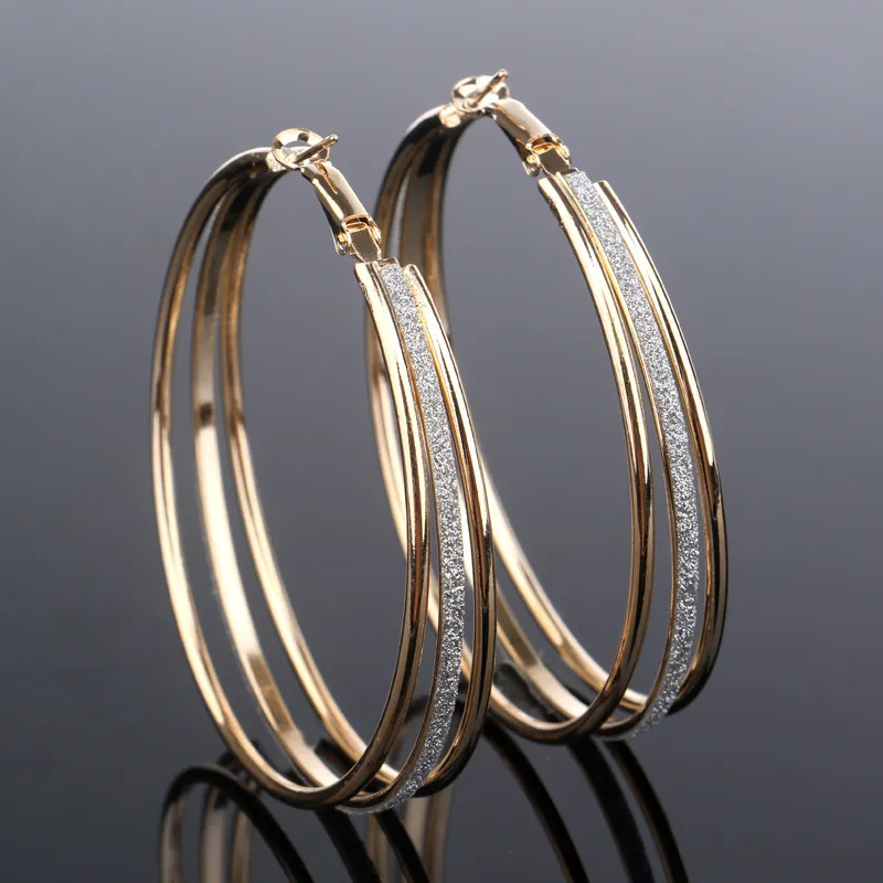 Vintage Gold Sparkling Hoop Earrings