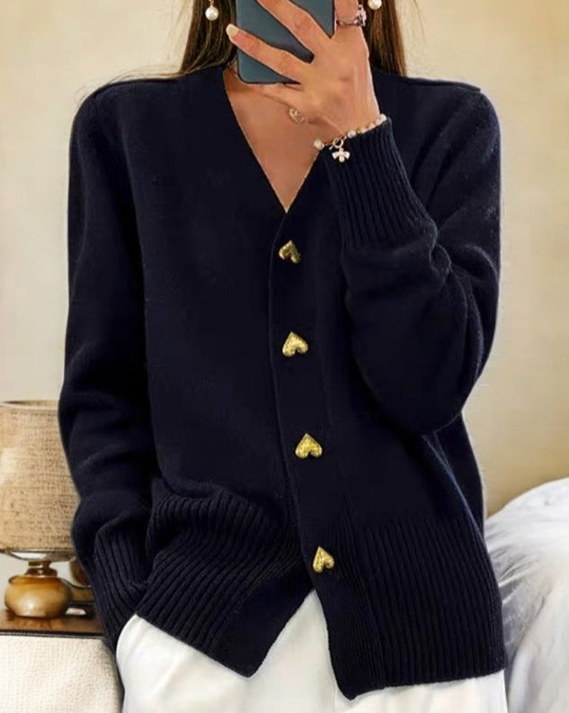 Rooney - Cardigan Sweater with Heart Buttons