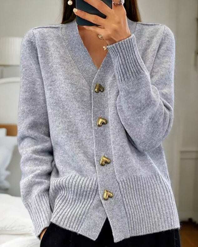 Rooney - Cardigan Sweater with Heart Buttons