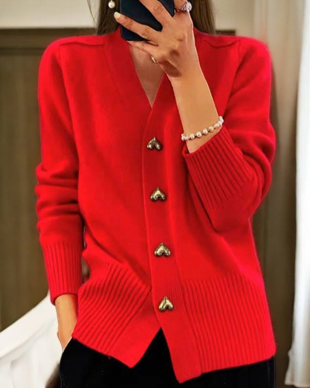 Rooney - Cardigan Sweater with Heart Buttons