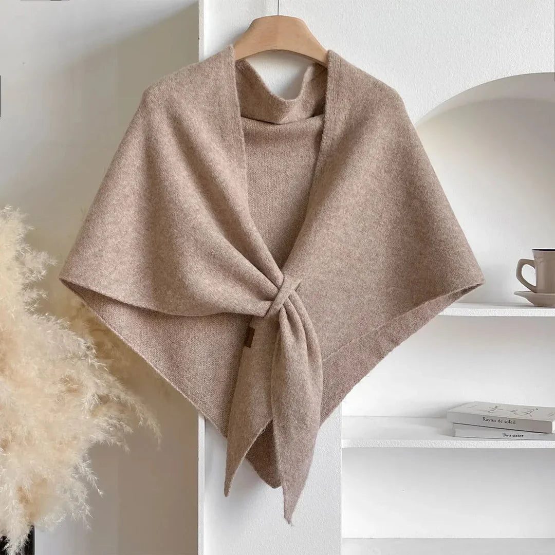 Isla - Women’s Knit Poncho Wrap with Tie