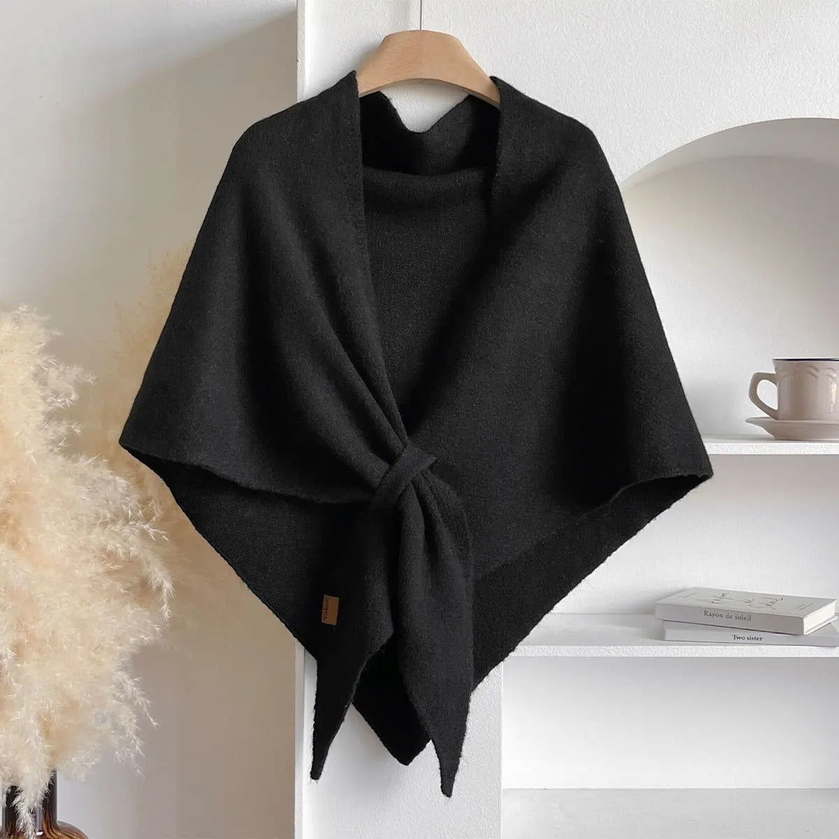 Isla - Women’s Knit Poncho Wrap with Tie