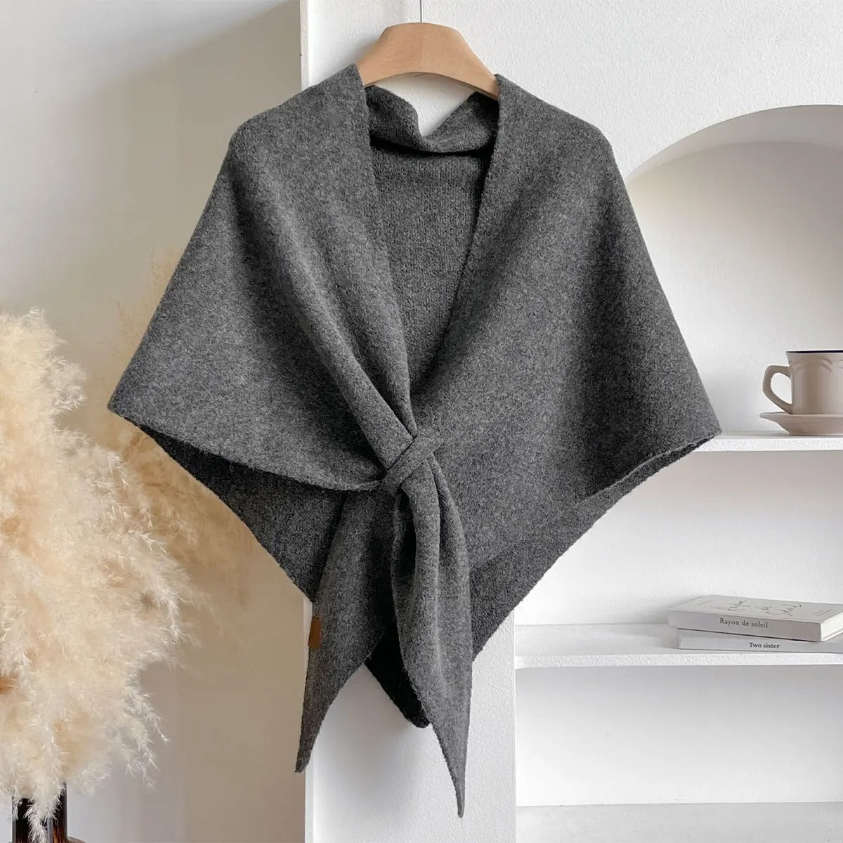 Isla - Women’s Knit Poncho Wrap with Tie