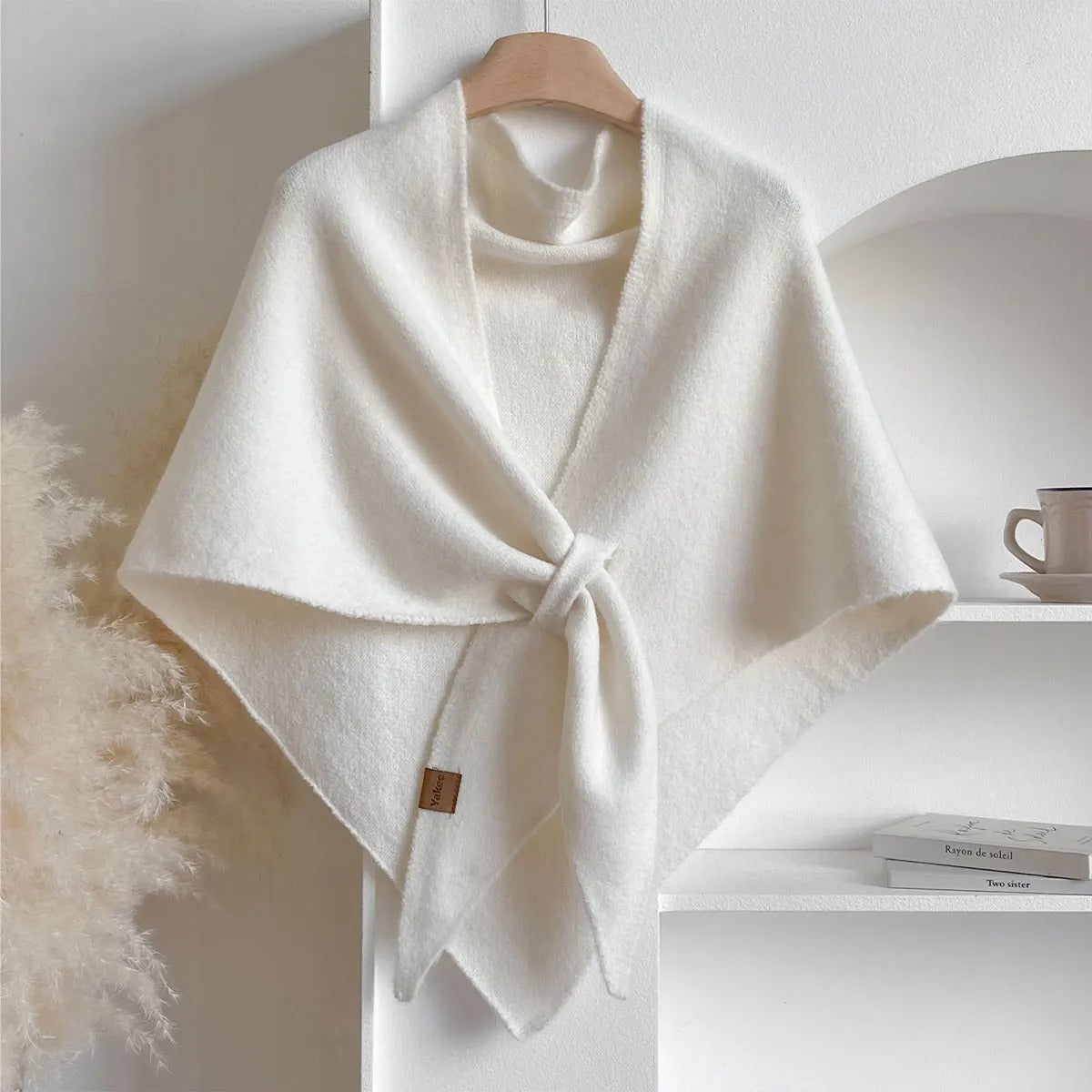 Isla - Women’s Knit Poncho Wrap with Tie