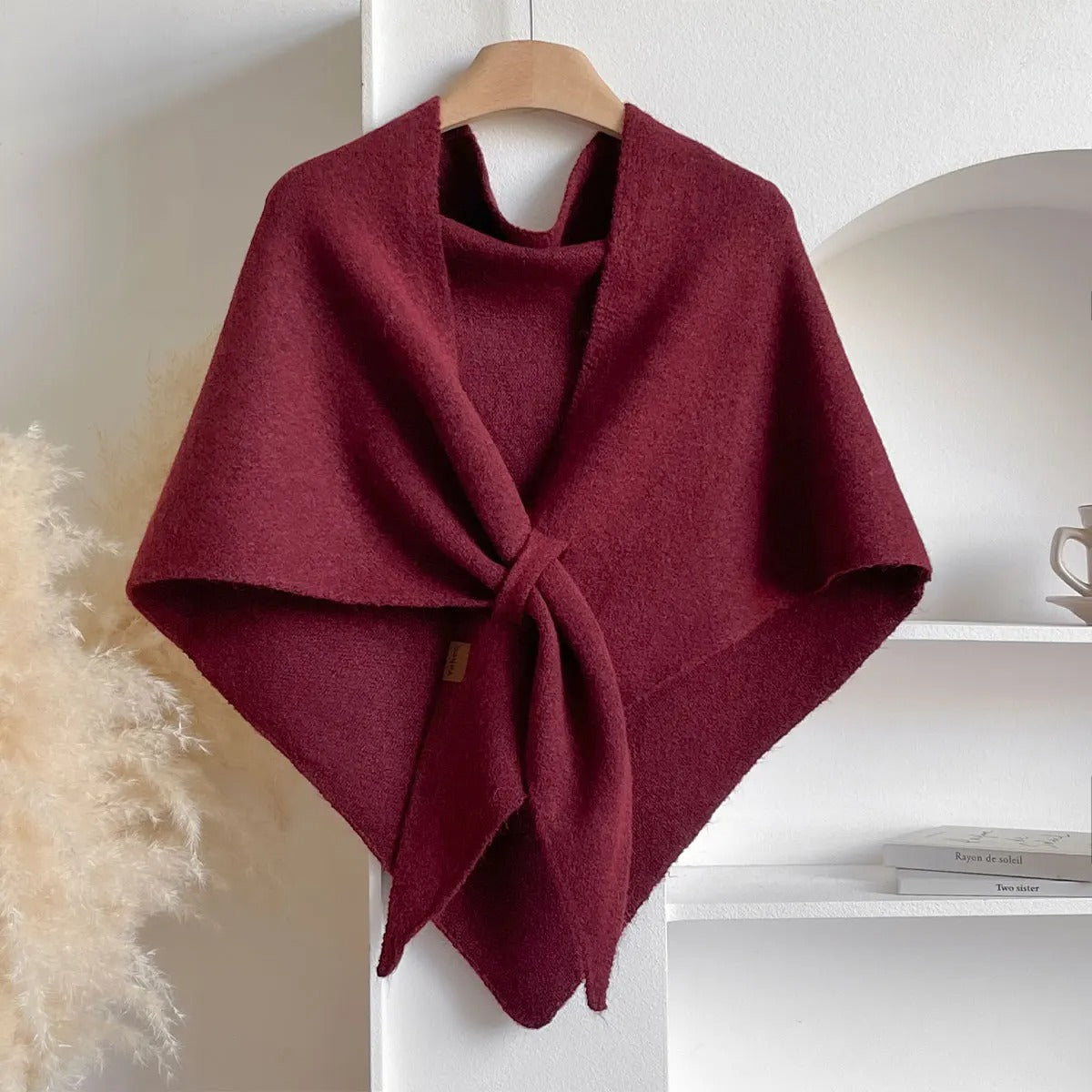 Isla - Women’s Knit Poncho Wrap with Tie