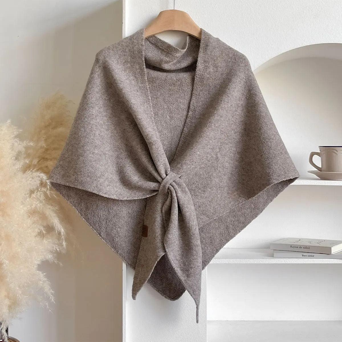 Isla - Women’s Knit Poncho Wrap with Tie