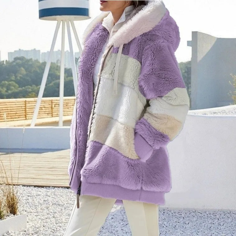 Kessy - Cozy Colorblock Hooded Winter Jacket
